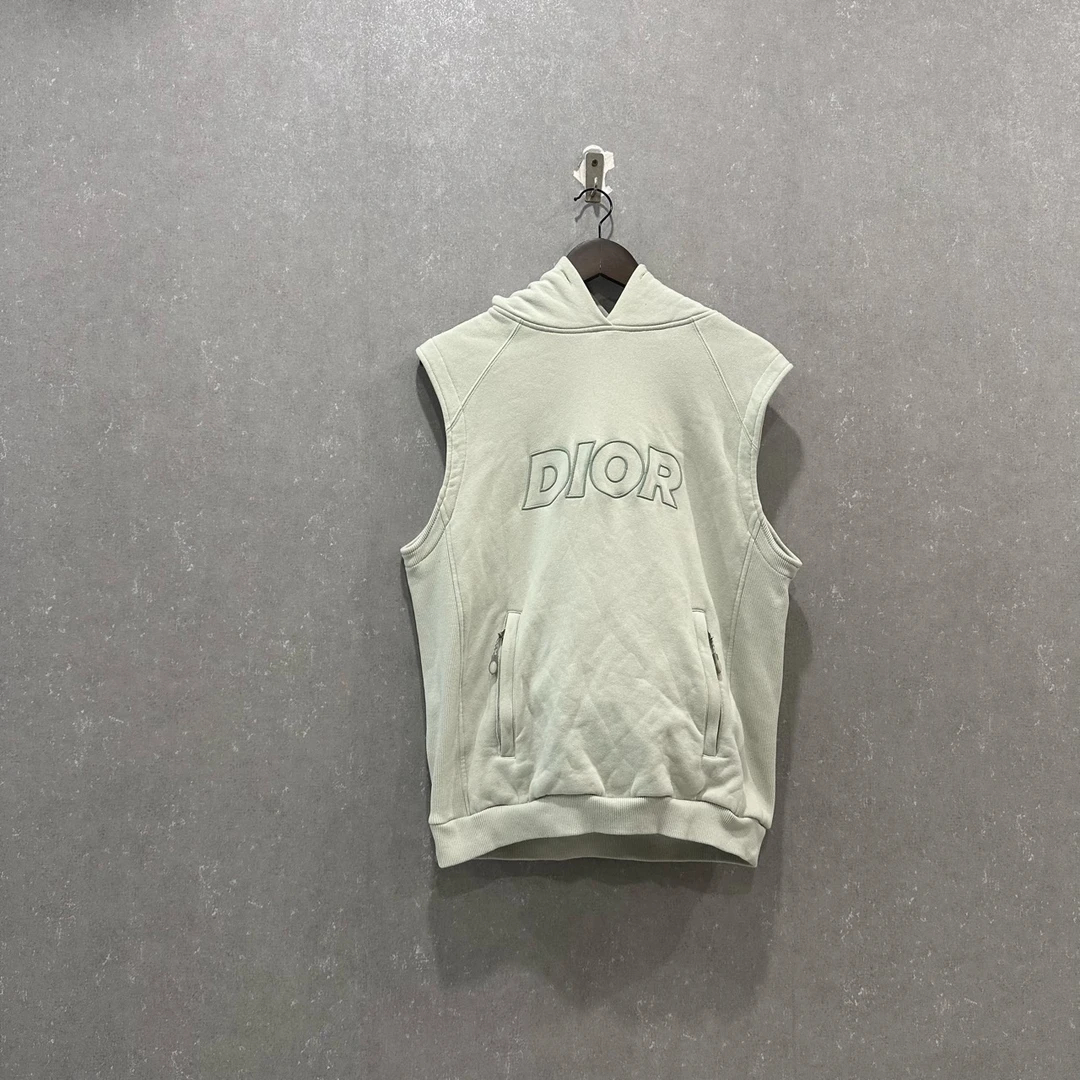 99新 DIOR/迪奥 纯色字母印花无袖连帽卫衣 M码/003295