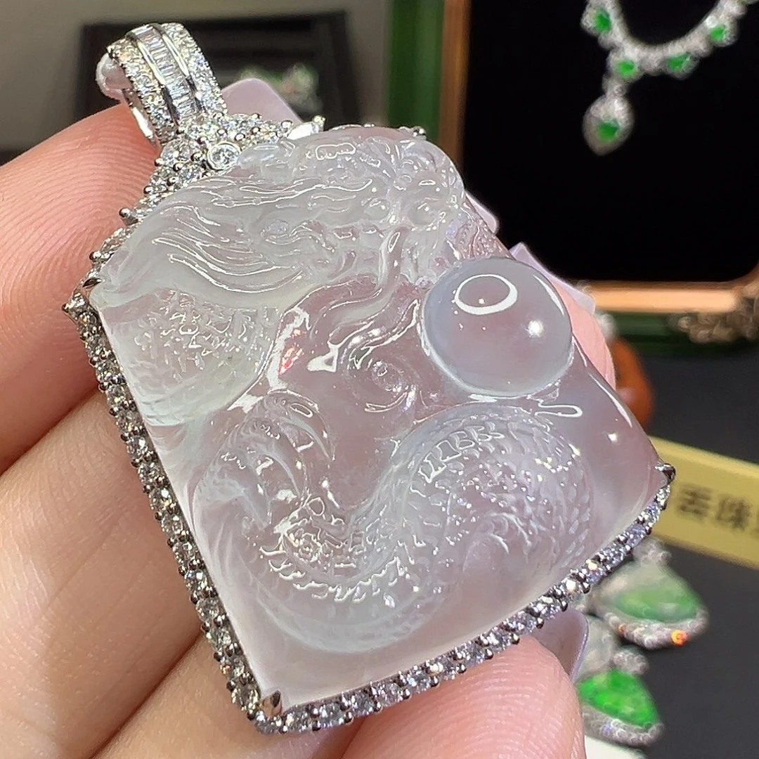 翡翠18K金镶嵌吊坠(不含链)翡翠