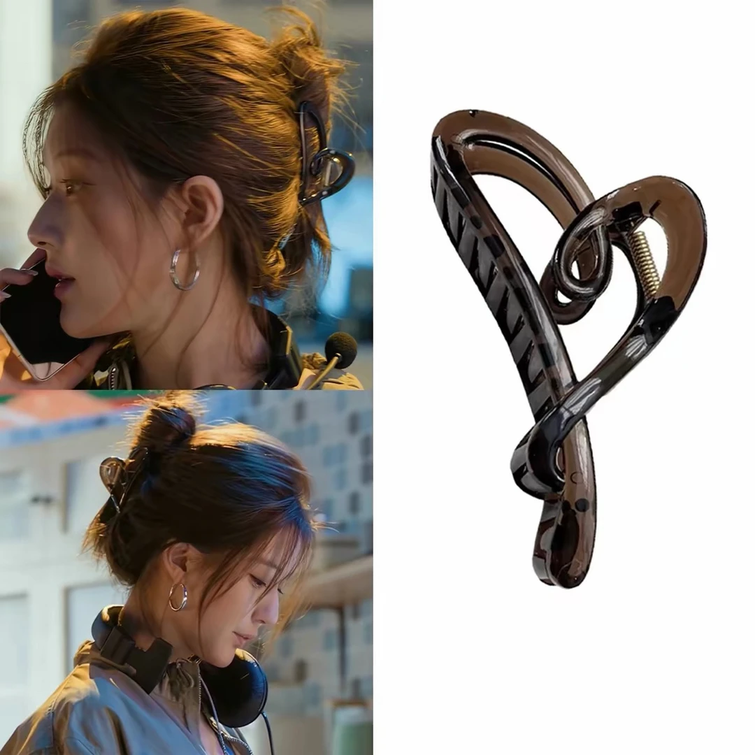 许我耀眼许妍同款露思抓夹线条爱心头饰后脑勺时尚百搭设计师发饰