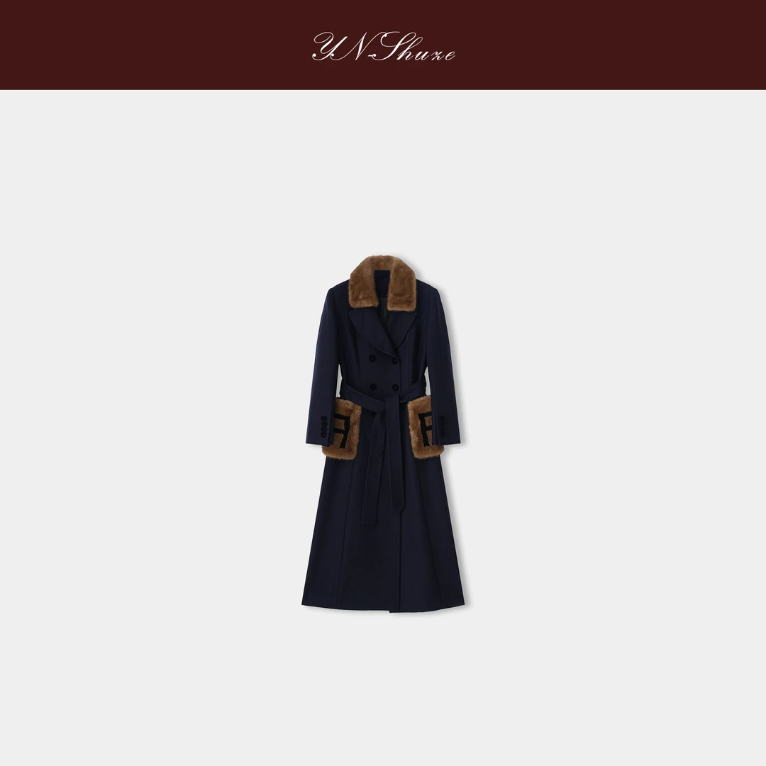 YN-SHUZE【永恒魅力】气质羊毛水貂大衣外套SZ-YNB-6122318