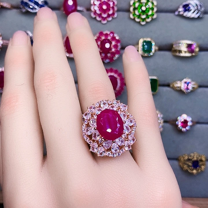 红宝石银S925镶嵌戒指