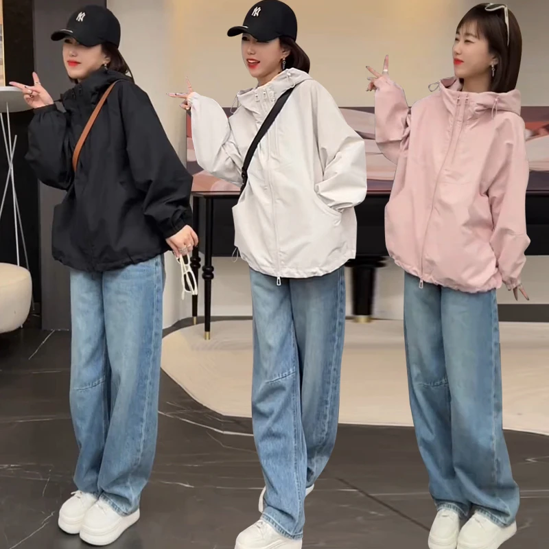 爆款连帽双拉链冲锋衣外套女2025秋装新款时尚休闲户外高级感上衣