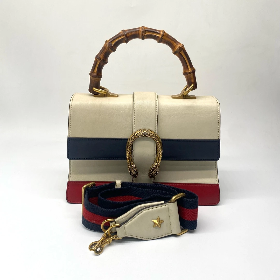 99新 GUCCI/古驰 酒神竹节包拼色,黑标E021 dx3722