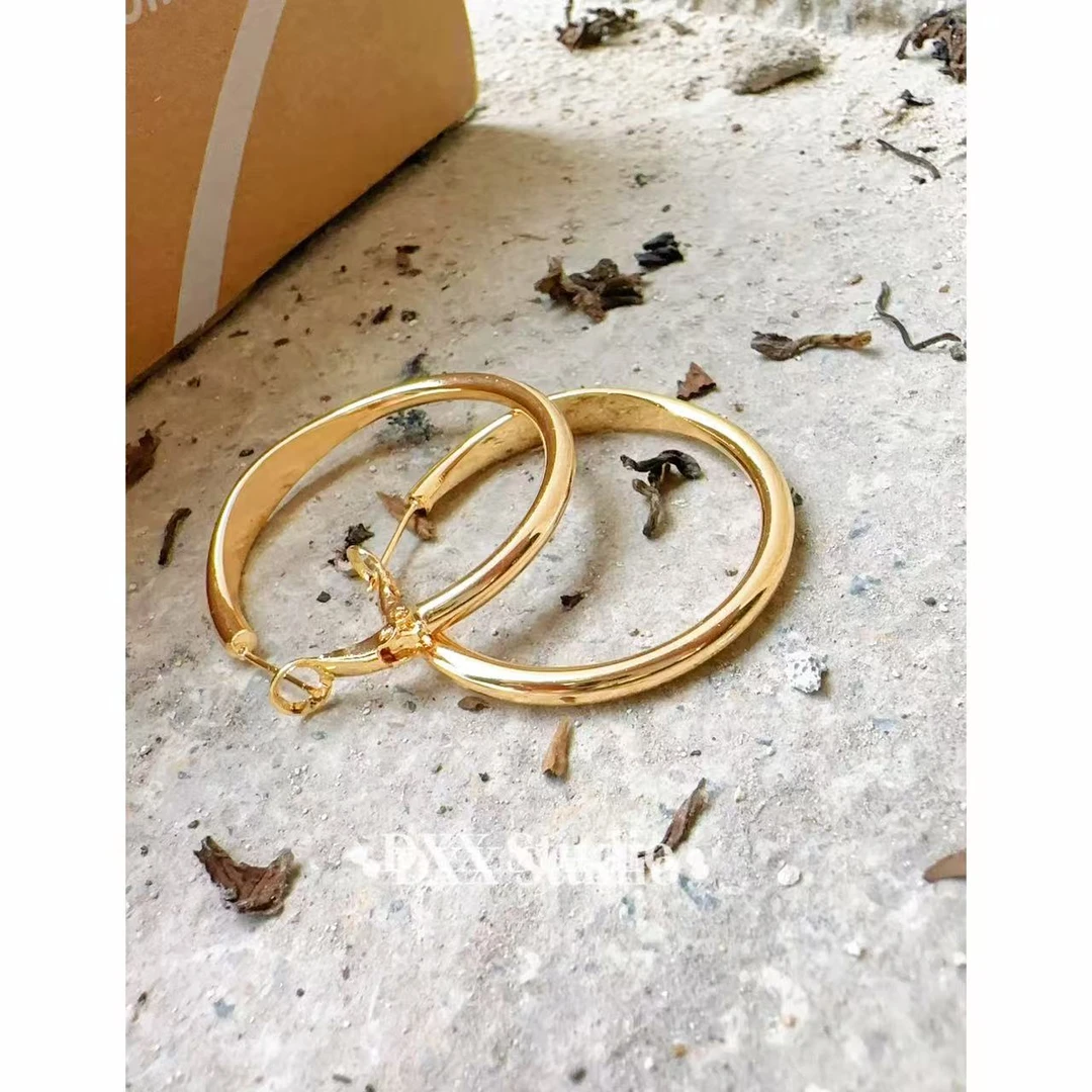 铜合金锆石耳饰 小众设计金色系耳圈耳饰47646