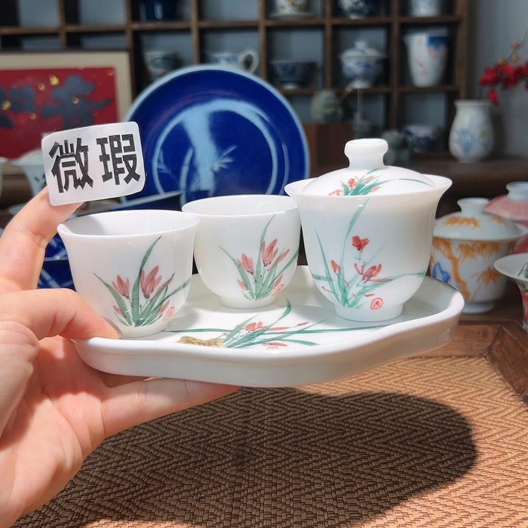 【闪购商品】微瑕 手绘 盖碗