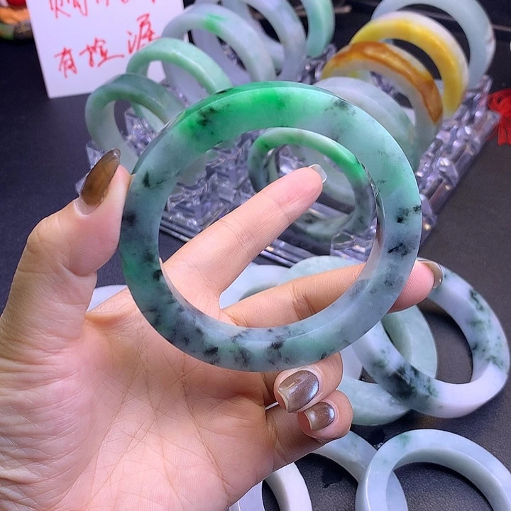 未镶嵌天然A货翡翠毛坯定制手镯定制翡翠61圆条