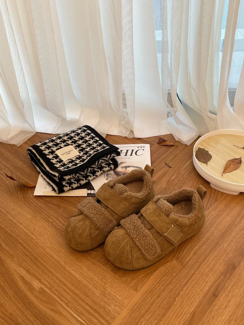 【小暖炉】休闲风冬季魔术贴保暖时尚休闲鞋棉鞋防滑加绒毛拖