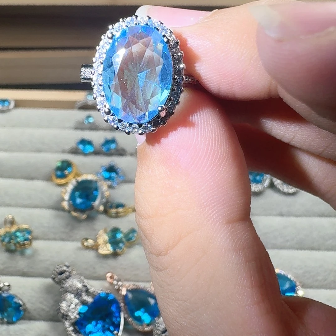 芙蓉石戒指银S925镶嵌