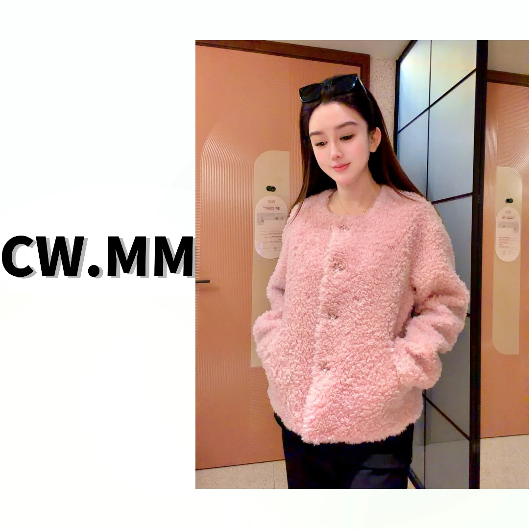 --CW.MM 冬季新款气质时尚圆领绵羊毛外套
