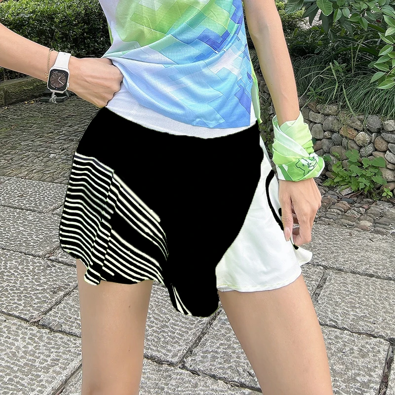 冉玫短款数码休闲印花小短裙夏季运动时尚跑步双层防走光健身瑜伽