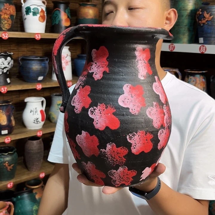 红陶浮雕花盆炸炸炸