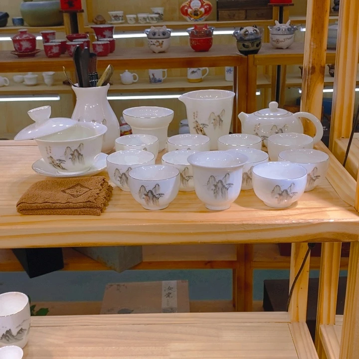 【不止】羊脂玉瓷茶具套装