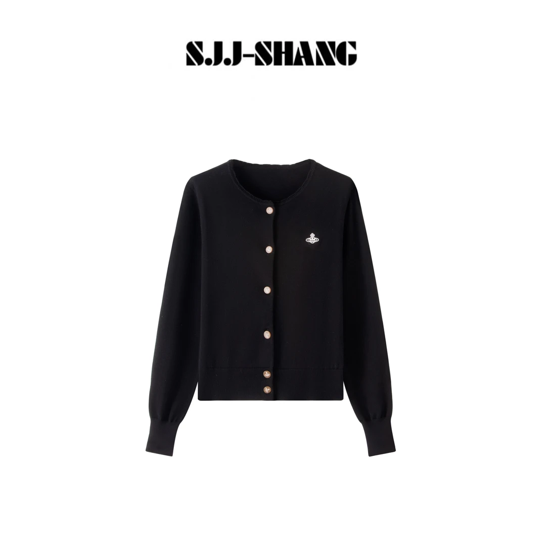 SJJ-SHANGG【星球序曲】糯感重磅海岛棉刺绣慵懒感针织上衣q135961p