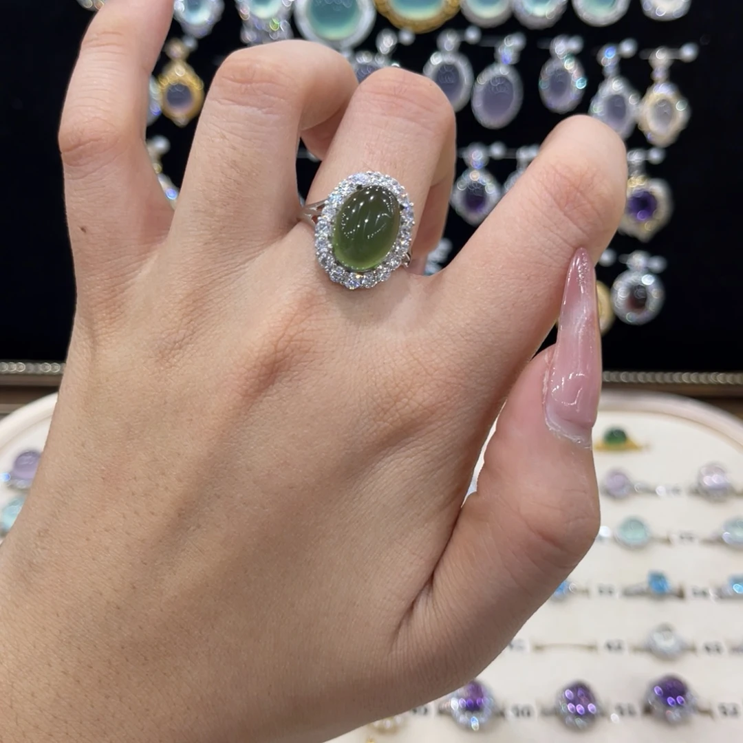 C***l蛇纹石玉银S925镶嵌戒指