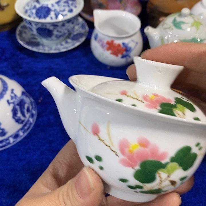 其他陶景德镇荷花手抓壶