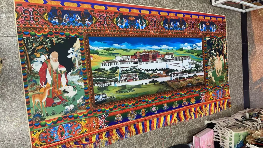 【新疆西藏包邮】布达拉宫客厅玄关家庭背景墙挂毯1*2.2米