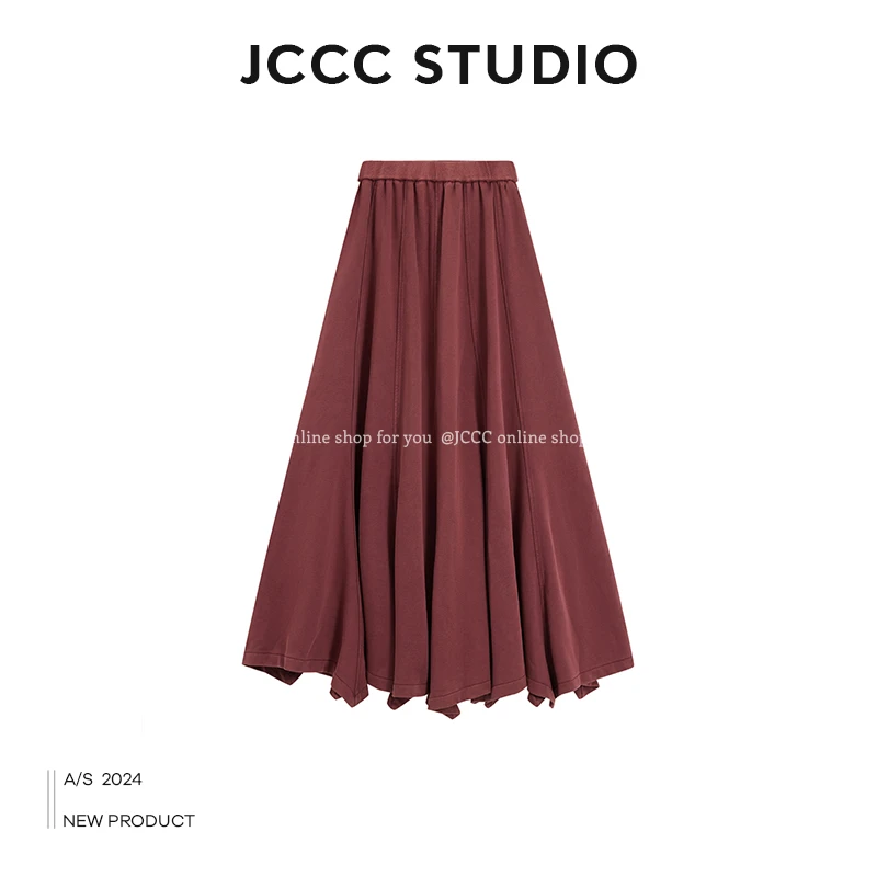 JCCC影子 红色复古做旧斜裁鱼尾半身裙JE4AOQ10