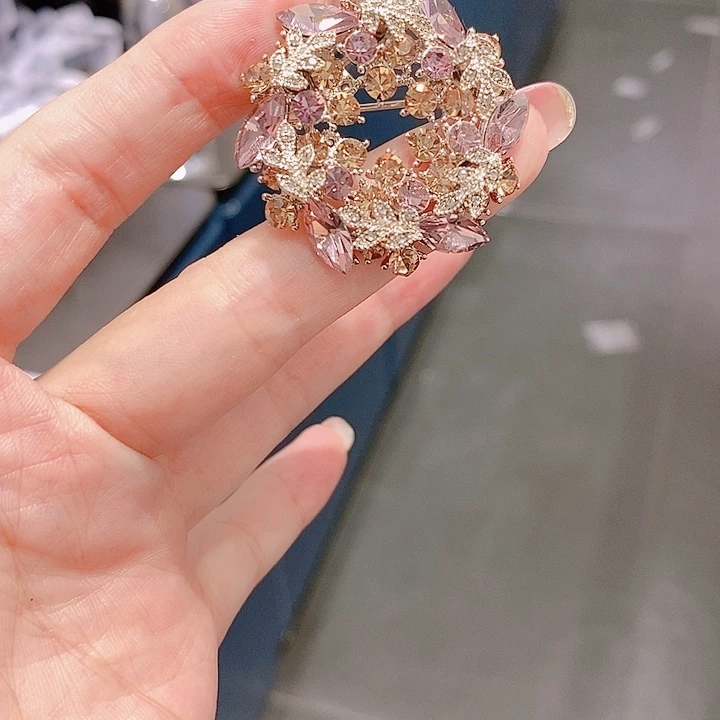 锆石铜合金紫荆花胸针 小号