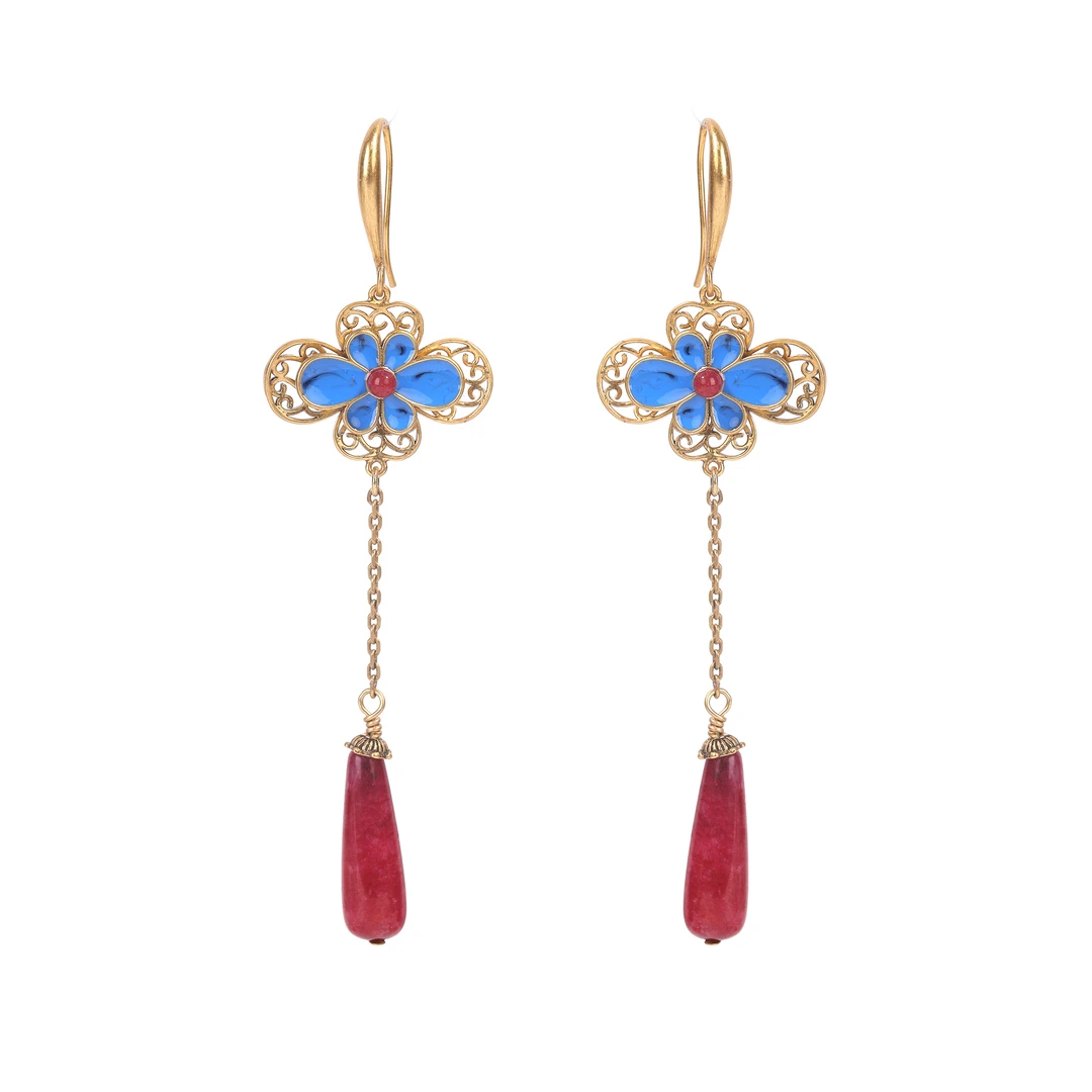 铜合金珐琅耳饰 时尚国风流苏耳钩