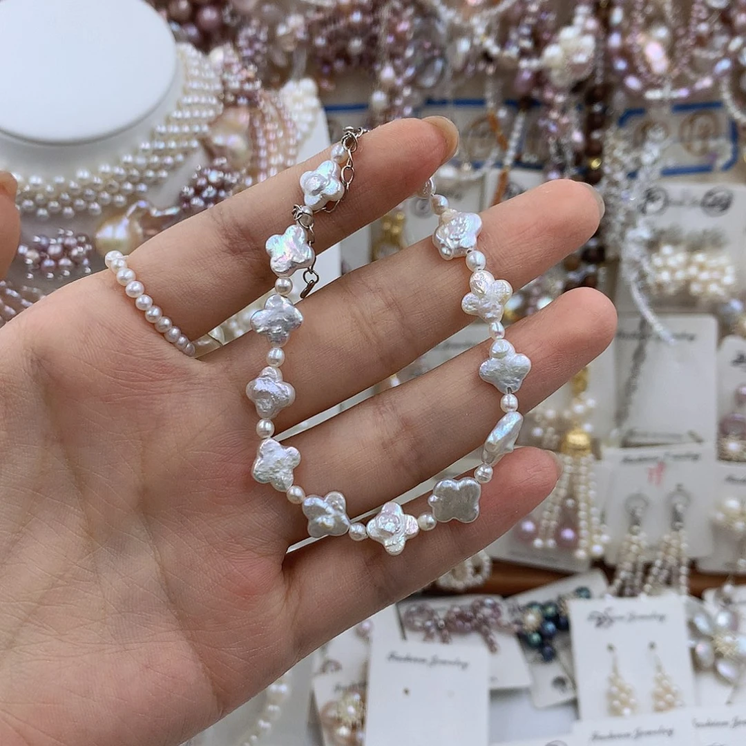 项圈银S925镶嵌淡水珍珠
