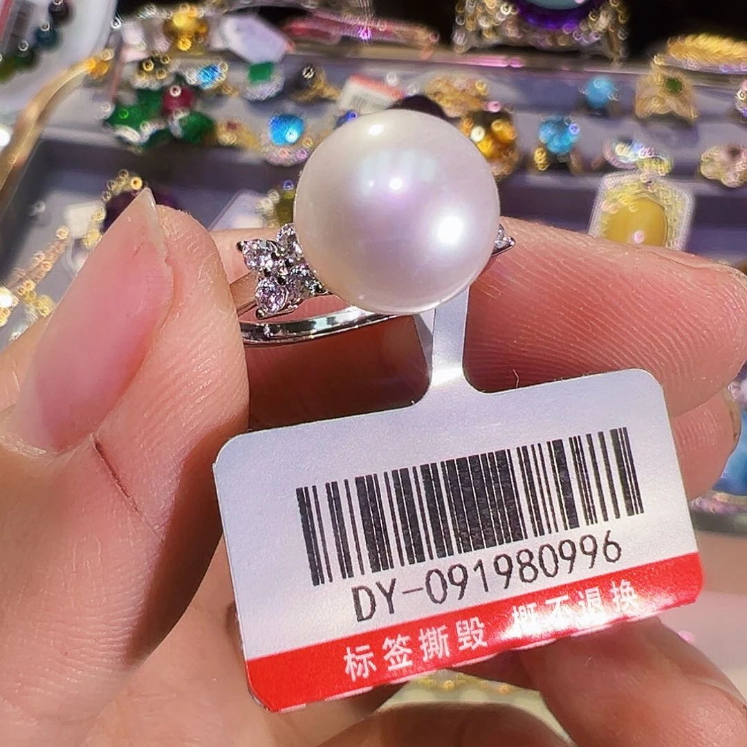 银S925镶嵌戒圈淡水珍珠
