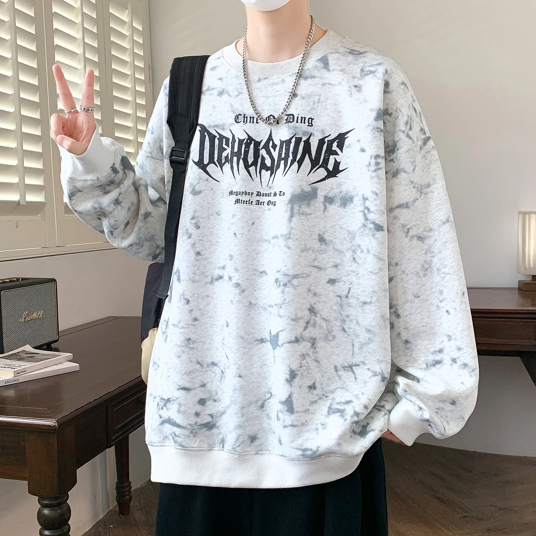 青少年春秋季圆领卫衣男初中高中学生潮牌打底衫大童男装长袖t恤