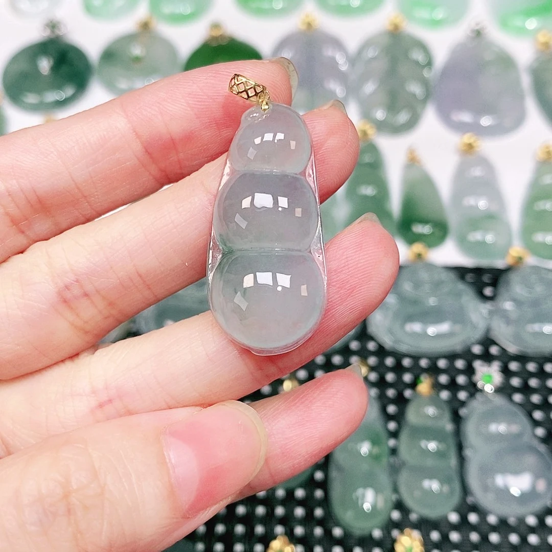 十***三翡翠18K金镶嵌吊坠(不含链)