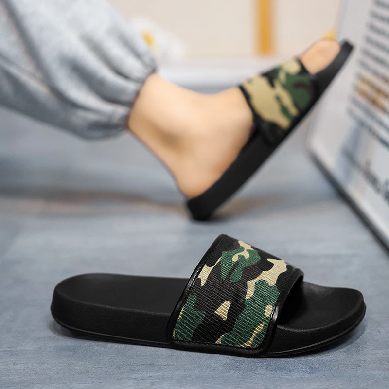 莆田拖鞋男士夏季外出厚底踩屎感沙滩防滑运动篮球大码迷彩一字拖