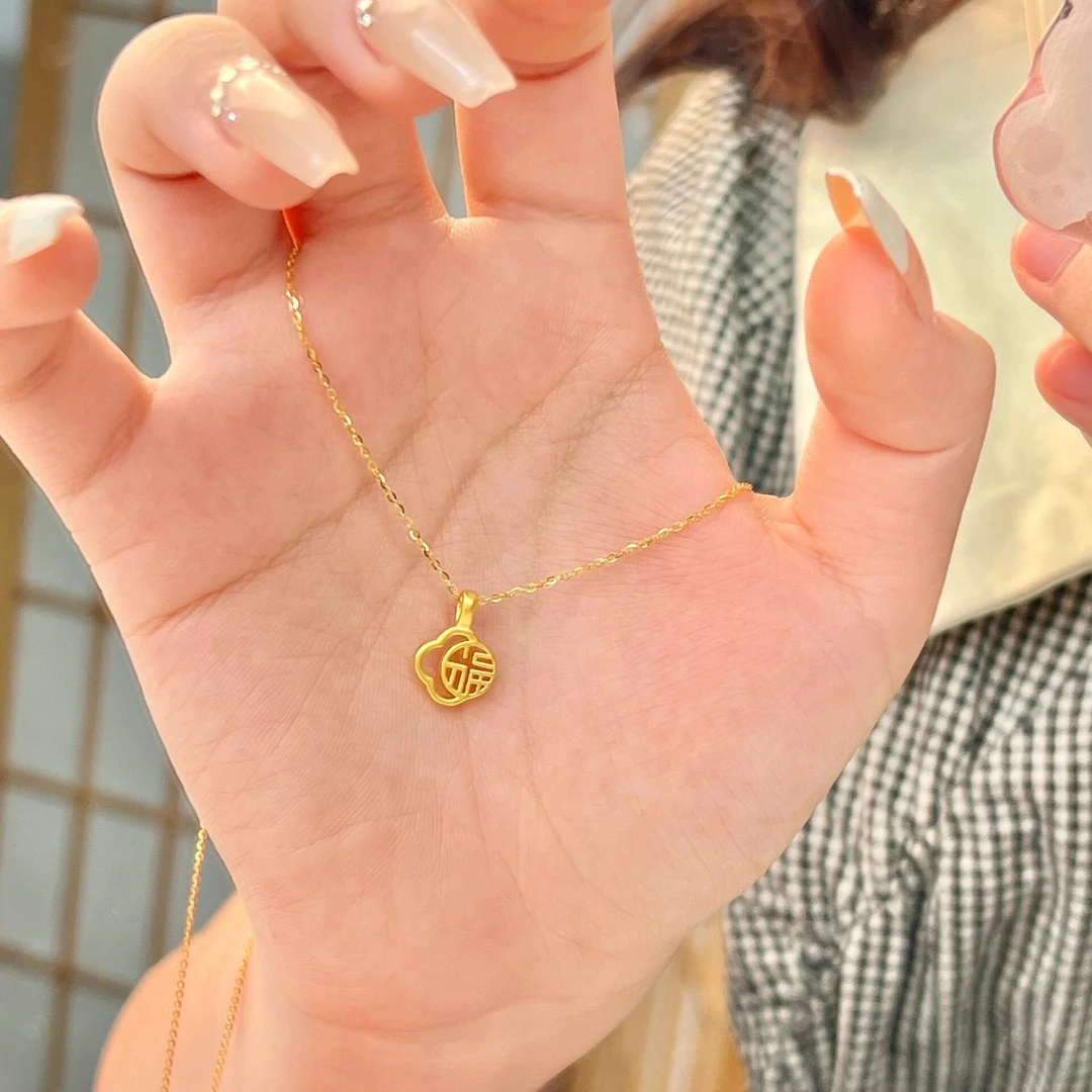 柯柒 钛钢项链 福牌四叶草项链轻奢时尚气质小众设计感甜美锁骨链