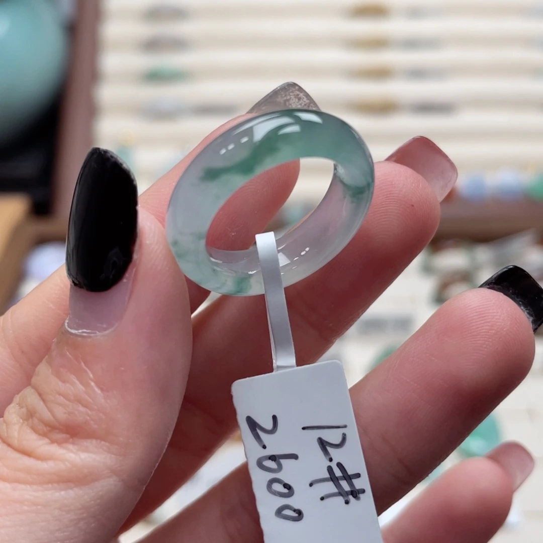 翡翠未镶嵌戒指a20港圈12冰胶底冰飘花