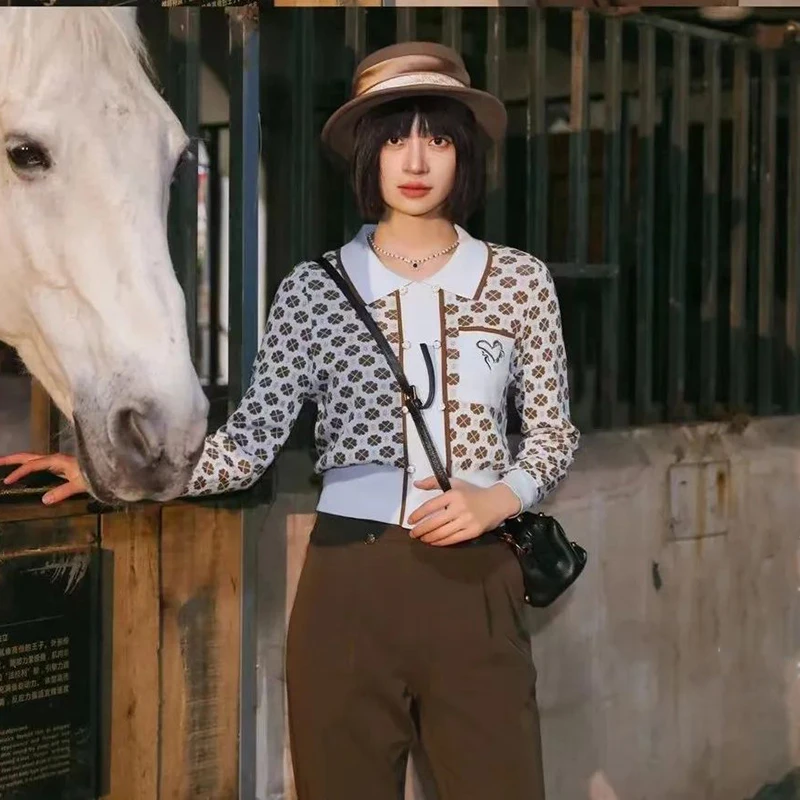 【檬】复古落落大方气质印花开衫2025春季新款专柜撤柜女装