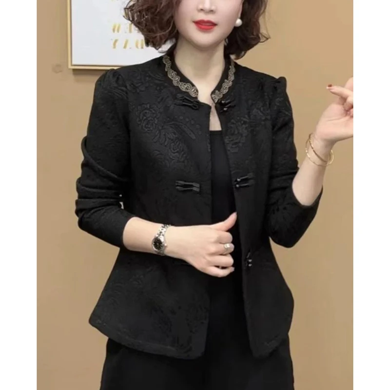 妈妈装新中式中国风外套春秋新款2025设计感通勤减龄立领长袖上衣