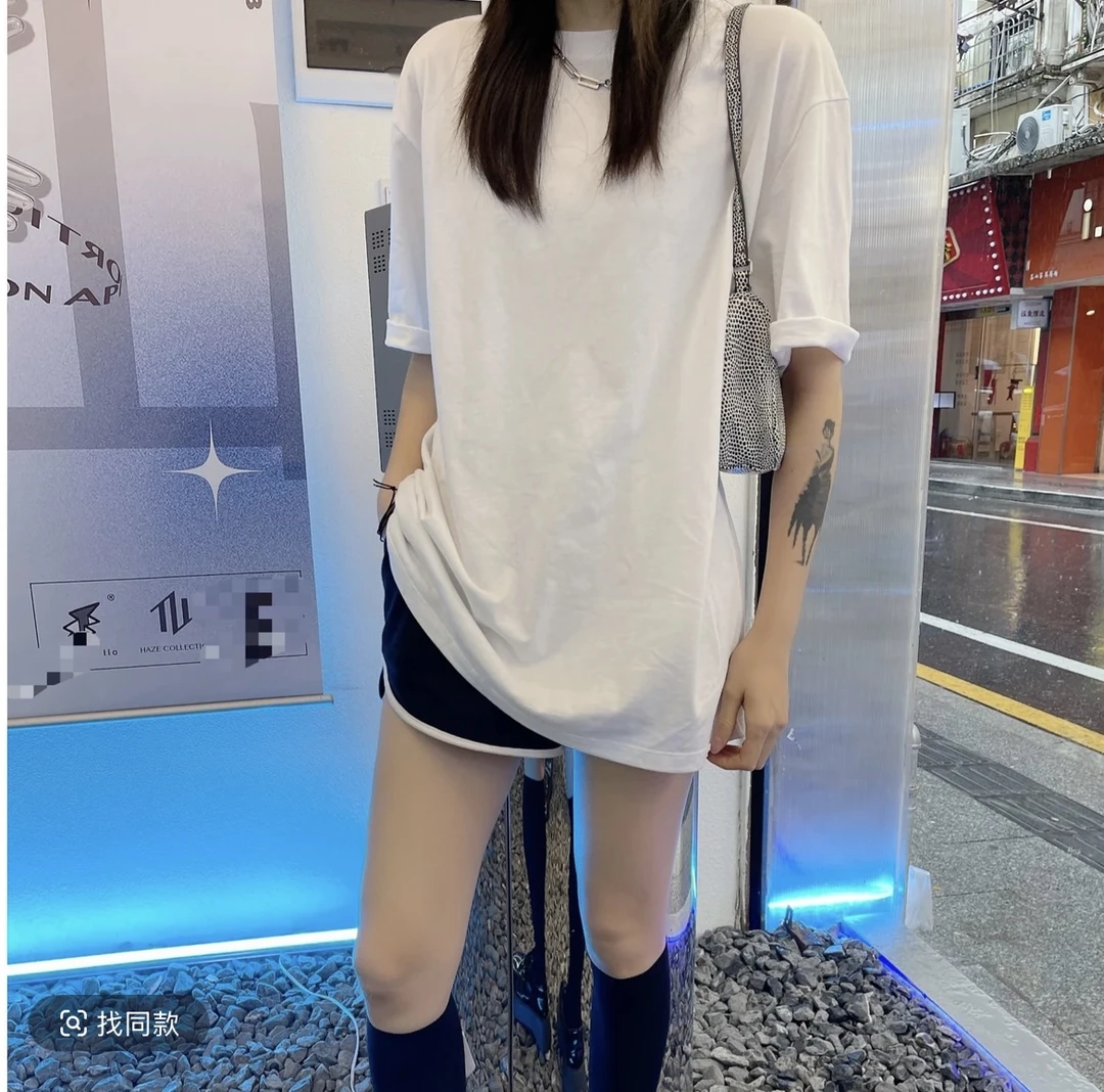短袖t恤女夏2025新款韩版净面大版型宽松显瘦百搭时尚棉质上衣女