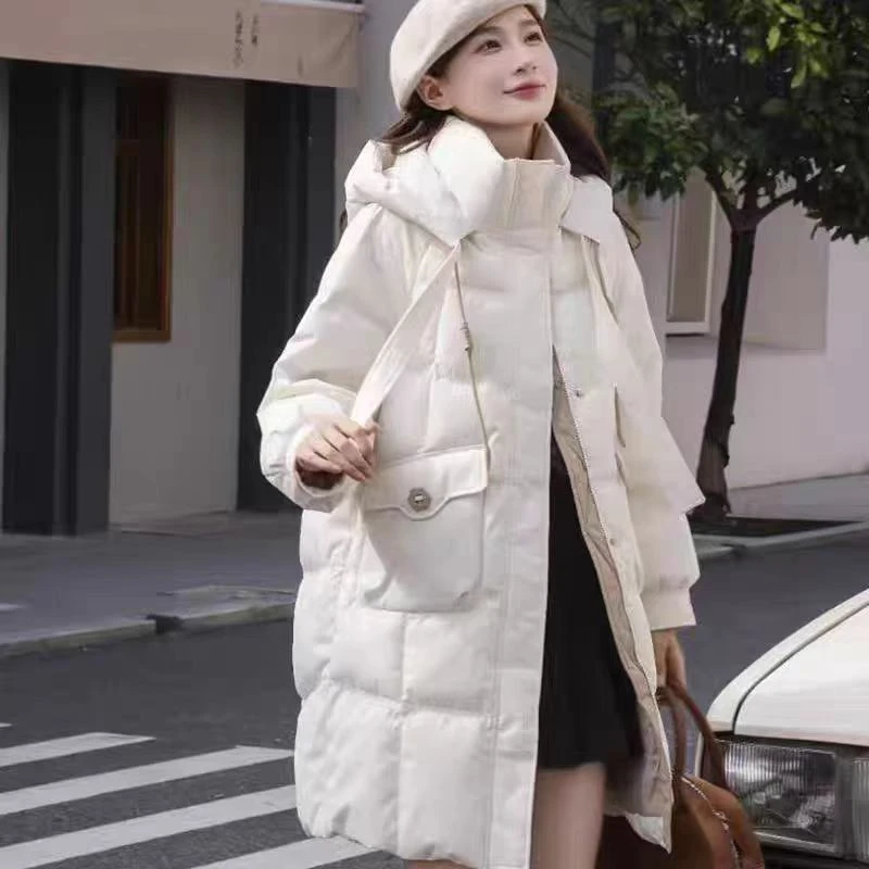 冬季新款羽绒服女短中长款连帽外套2427款