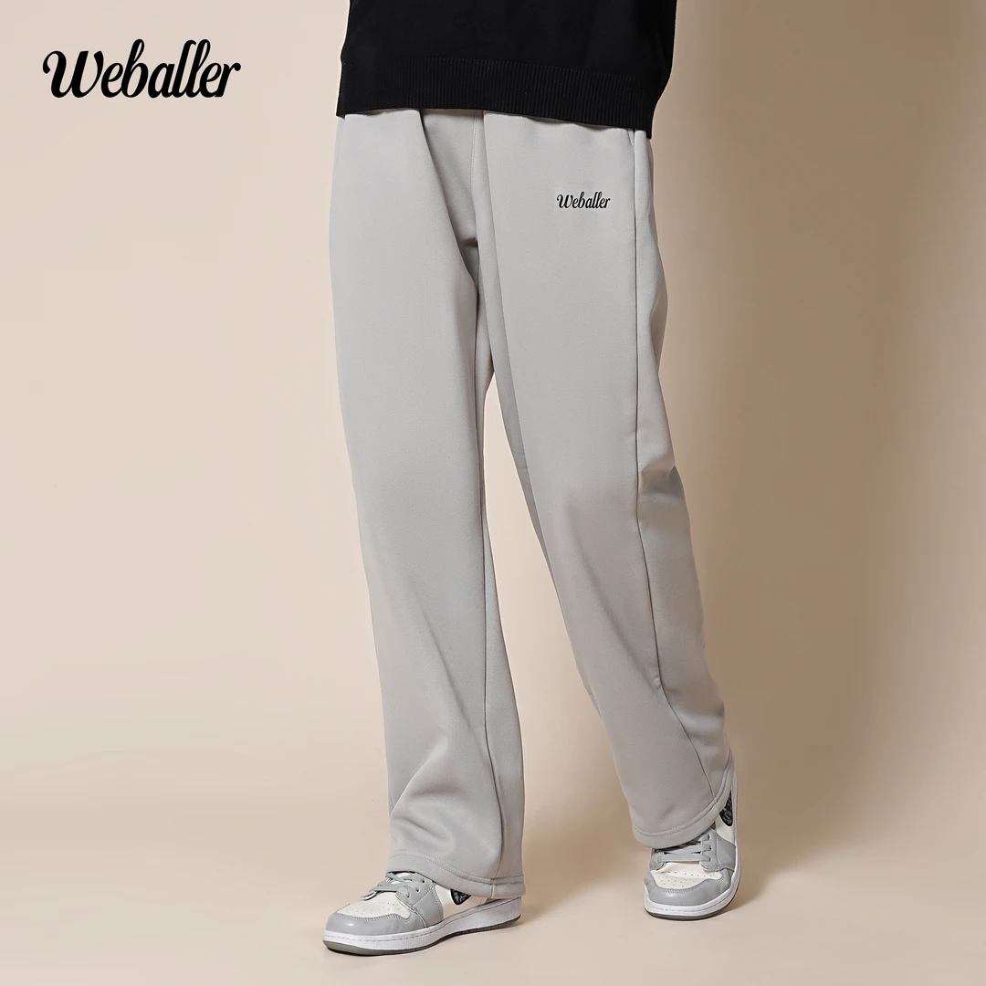 WEBALLER加绒直筒卫裤秋冬新款加厚阔腿休闲裤运动男士宽松百搭