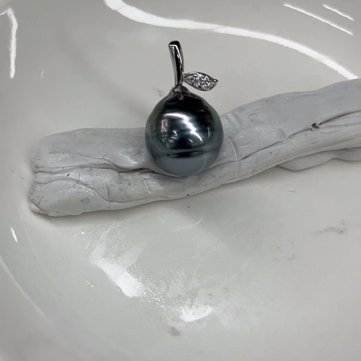 银S925镶嵌吊坠(不含链)海水珍珠12-13mm