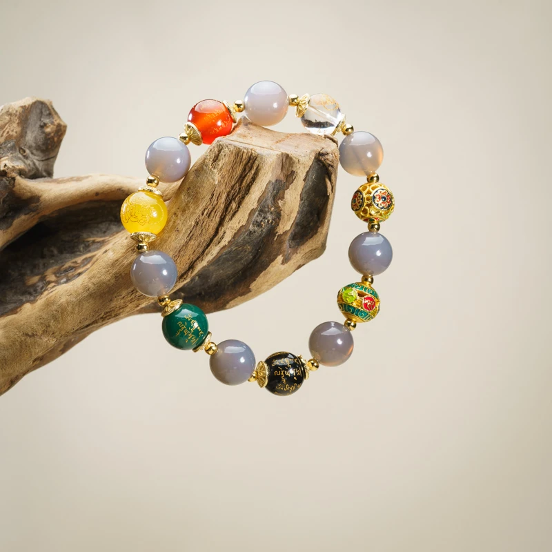 【虔心】五色玛瑙五路财手串