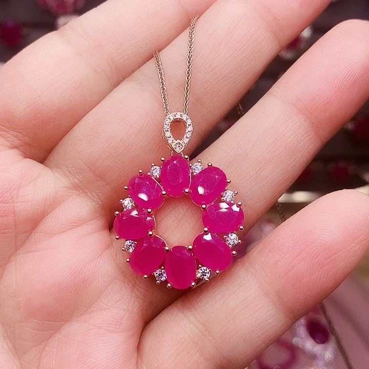 银S925镶嵌颈饰红宝石