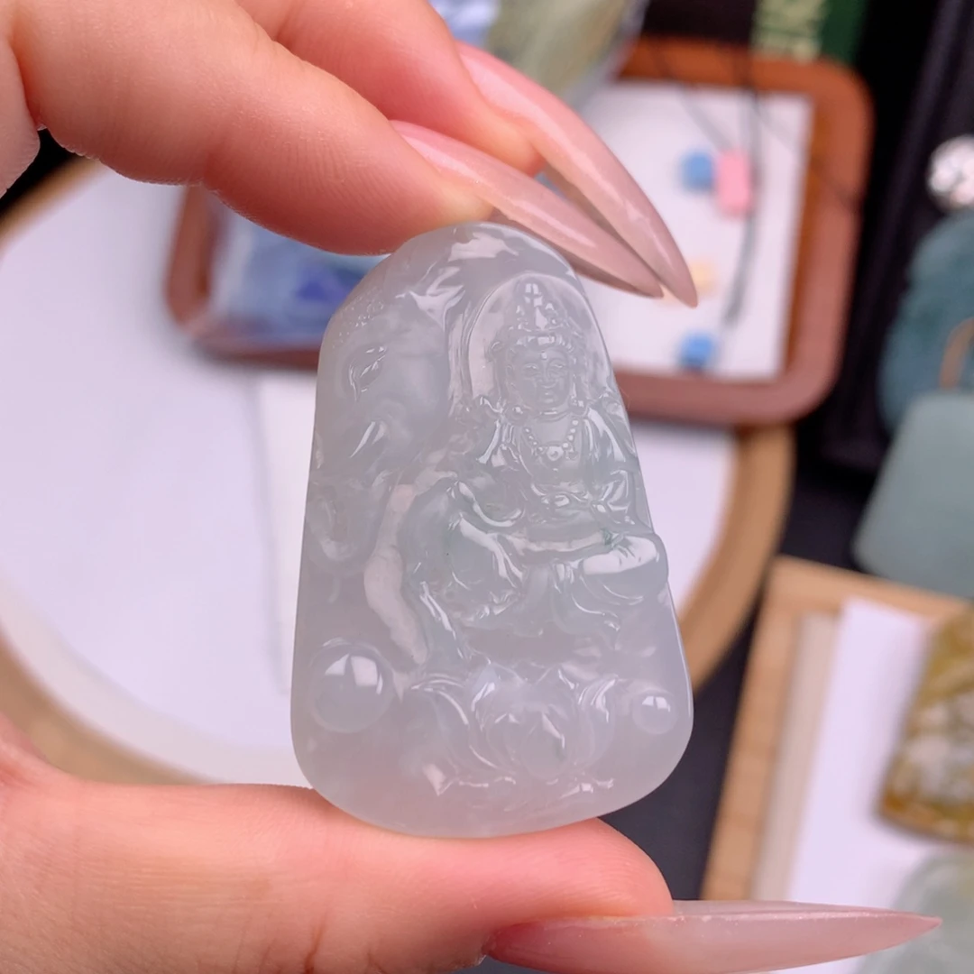 蓝***韵翡翠未镶嵌颈饰普贤