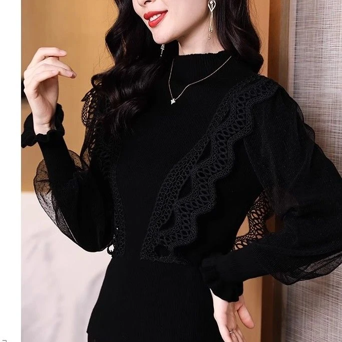 打底衫女秋新款2025网红爆款轻奢慵懒风针织上衣设计感半高领毛衣