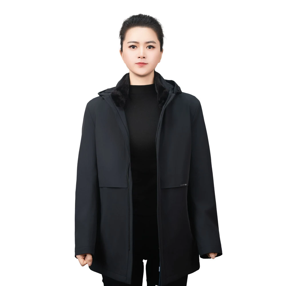 HGJFOX獭兔毛高端派克男中青年时尚加厚冬装24年新款保暖抗风