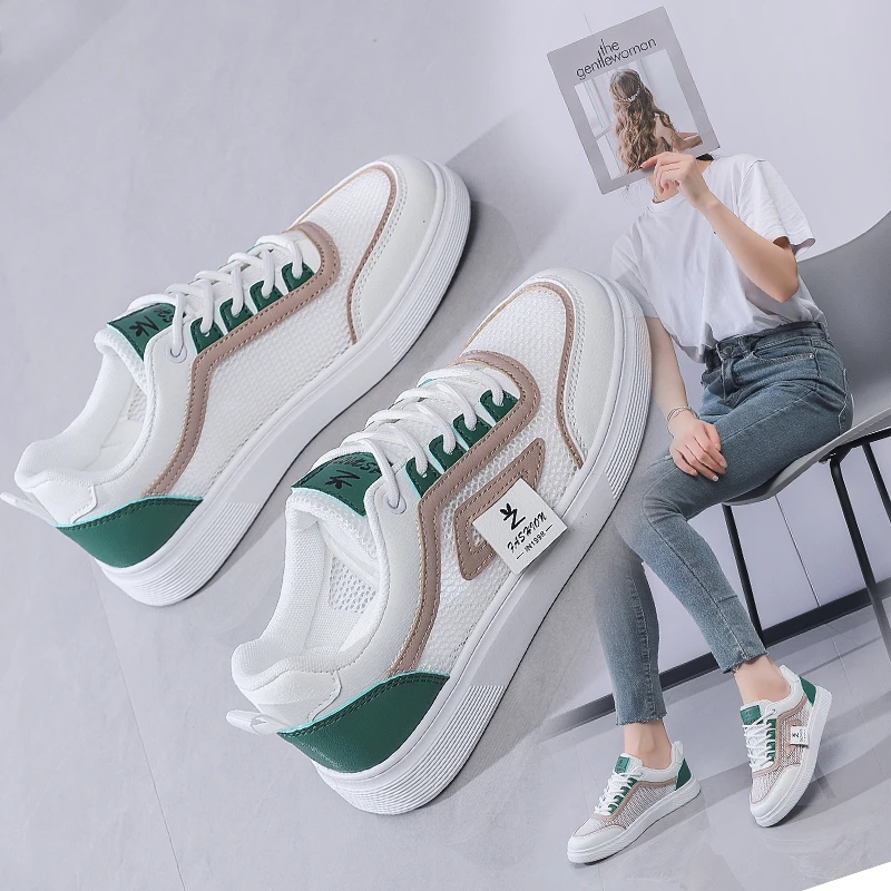 小白鞋女2025新款网面夏季板鞋透气轻便学生跑步运动休闲软底平底