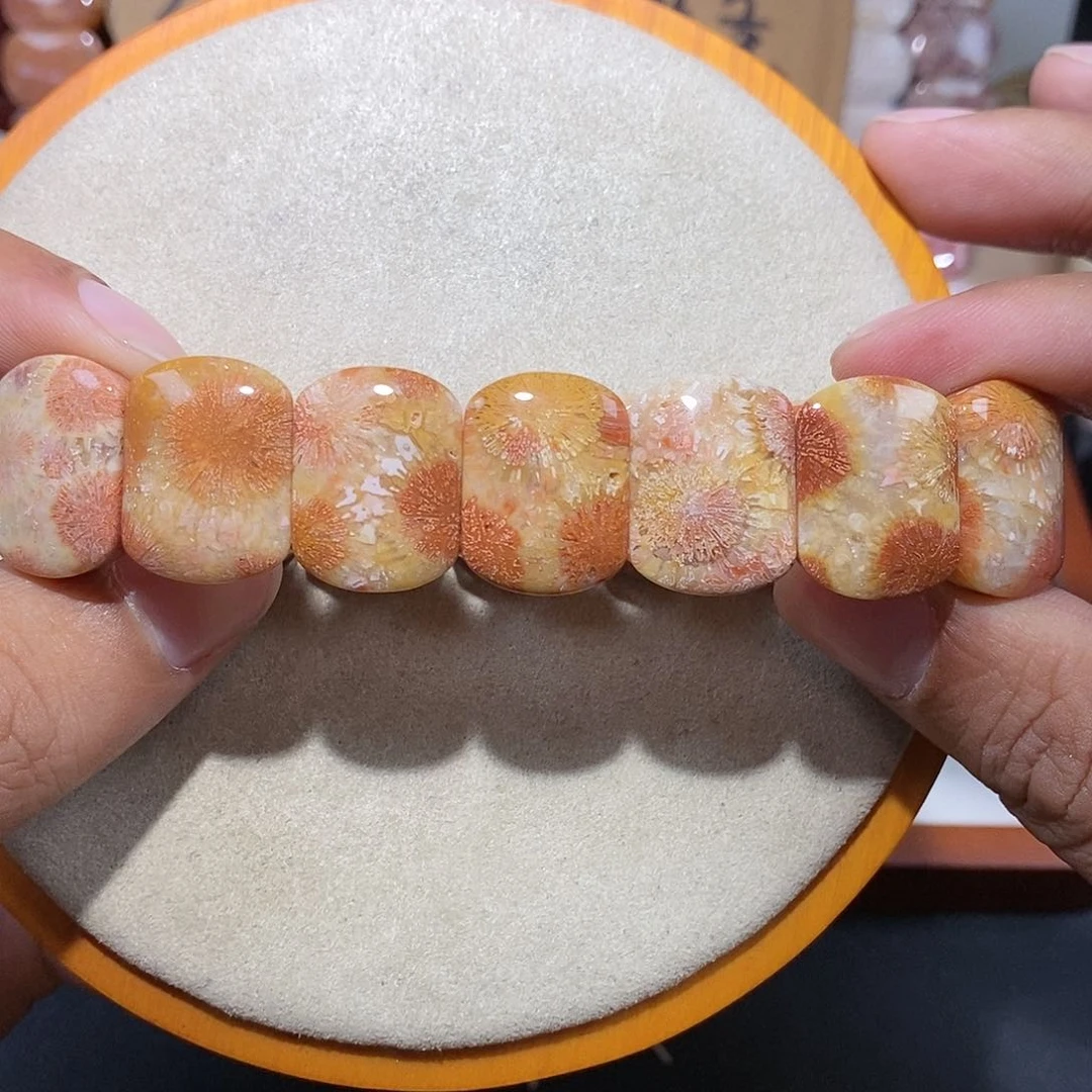 硅化珊瑚（珊瑚玉）手串未镶嵌柠***酒