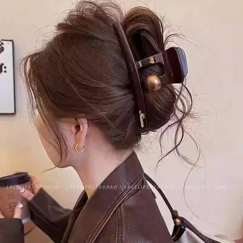 2025春夏新款大号圆珠抓夹发量多鲨鱼夹女后脑勺时尚发饰