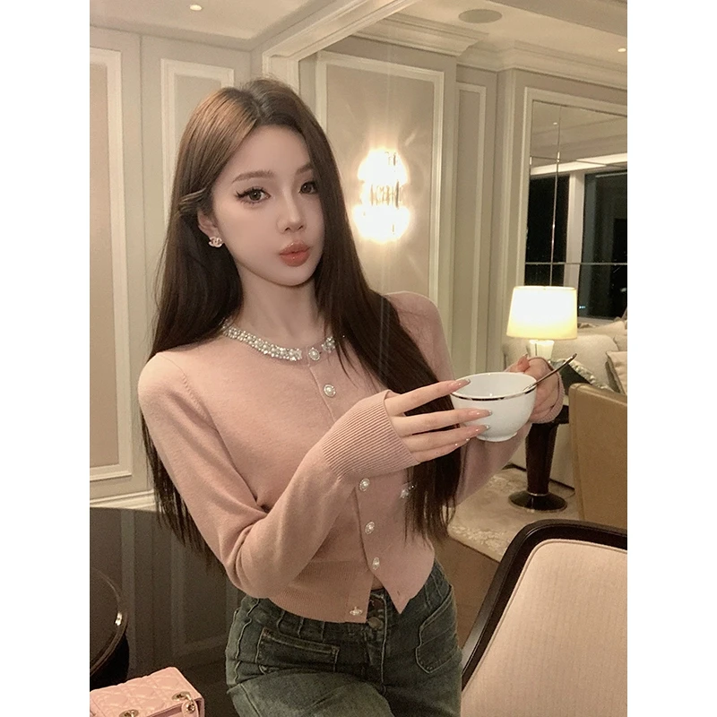 【QIUROUYAO邱肉瑶】凝练千金感*重工手缝钻双色针织毛衣