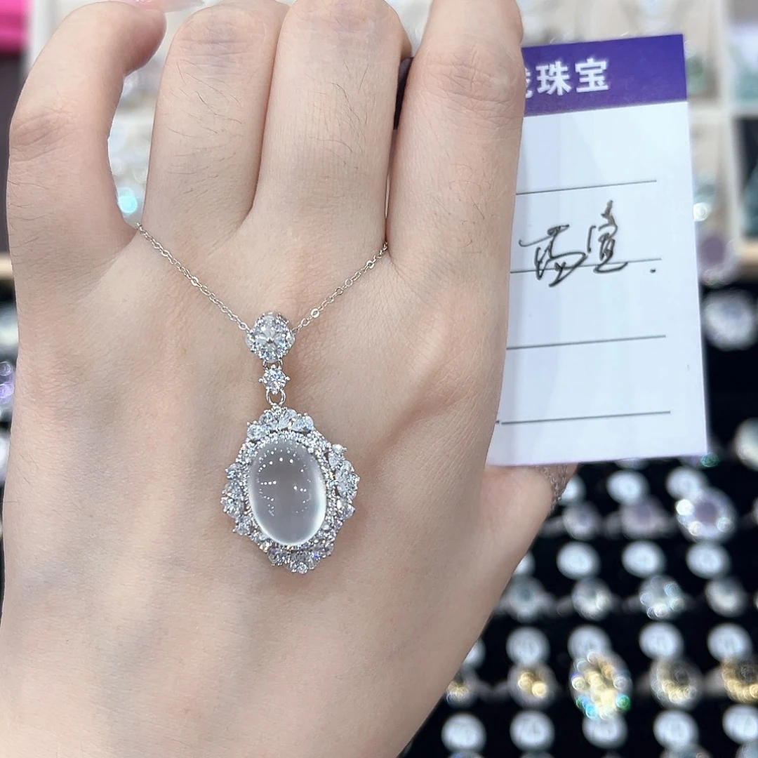 芙蓉石戒指银S925镶嵌蓝*戒指