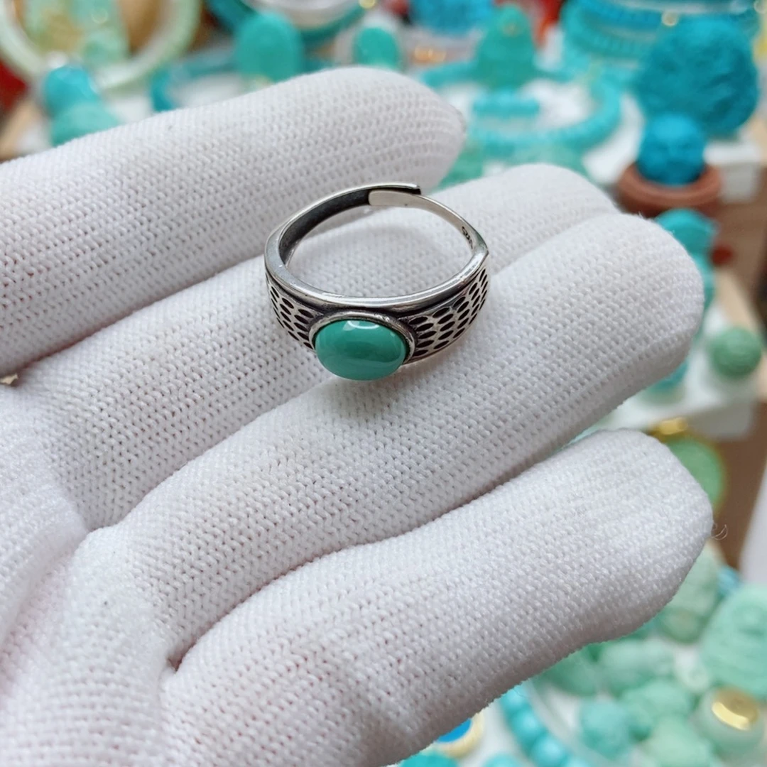 绿松石银S925镶嵌戒指