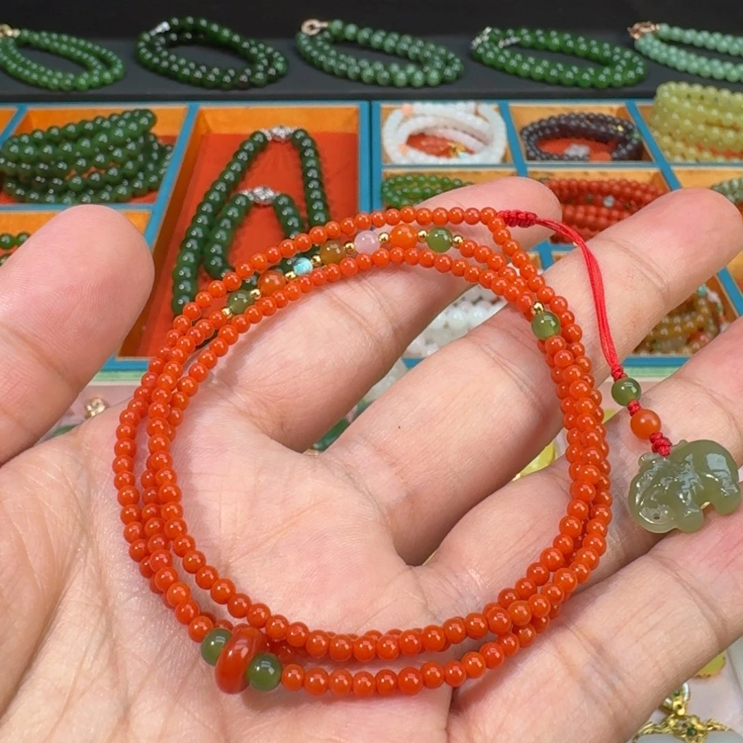 南红玛瑙未镶嵌珠宝奇石南红辣椒红挂件链