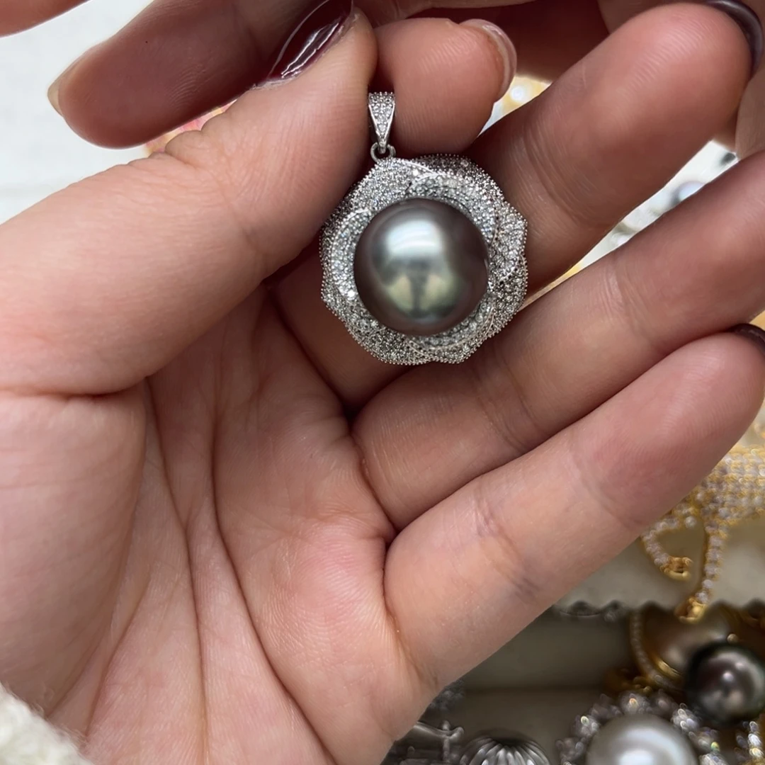 银S925镶嵌吊坠(不含链)海水珍珠
