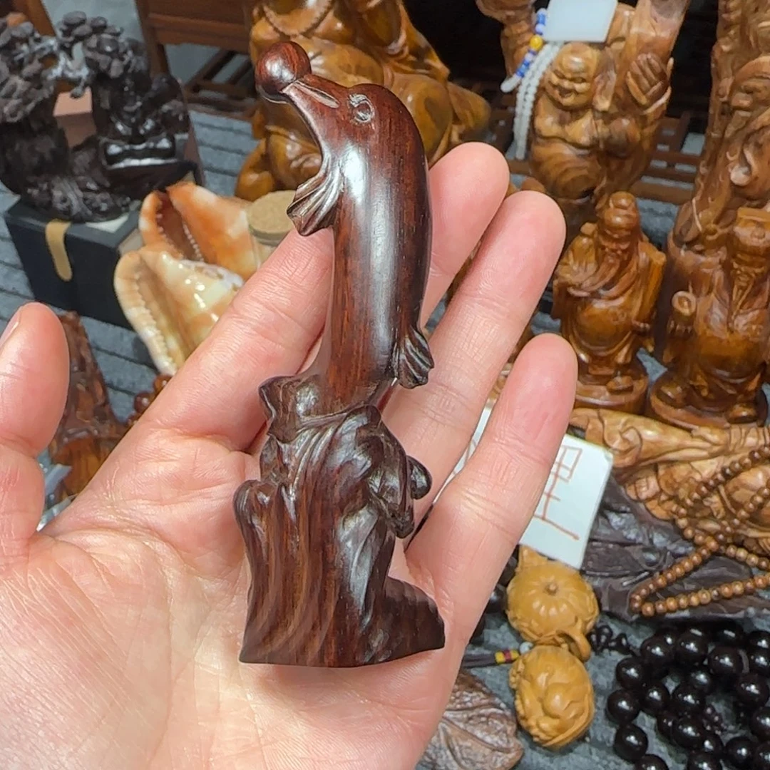 檀香紫檀（小叶紫檀）海豚手把件微瑕啊